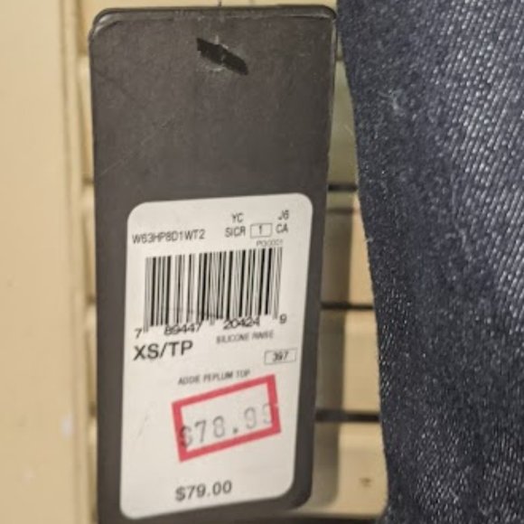 GUESS Blue Denim Jean Peplum Top Size XS NEW NWT - Picture 5 of 6